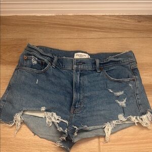 Abercrombie & Fitch Blue Jean Shorts Distressed Frayed Hem